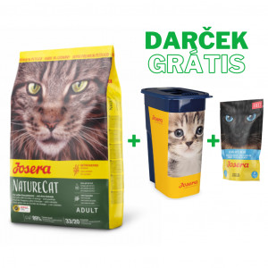 Josera NatureCat 10kg + KAPSIČKA Josera Filet Huhn mit Lachs 1ks GRÁTIS + DÓZA Josera na krmivo pre mačky 1ks GRÁTIS